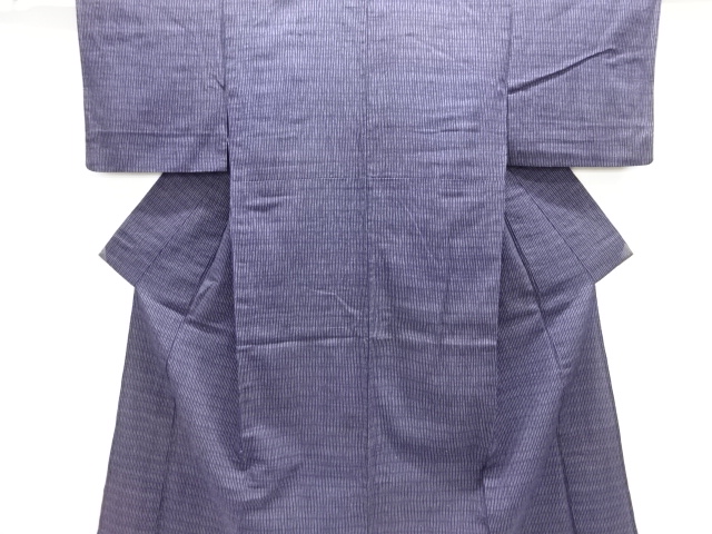 JAPANESE KIMONO / ANTIQUE HITOE KIMONO / SILK / MAWATA OJIYA TSUMUGI / WOVEN WAVY STRIPE